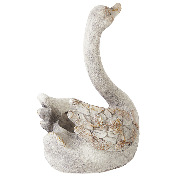 Statuetta decorativa Bianco MgO 40 cm Cigno Decorazione per interni esterni Soggiorno