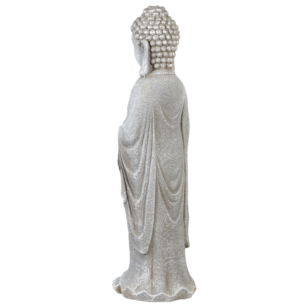 Figurina decorativa Grigio MgO 70 cm Pezzo d'accento Budda Decorazione per interni esterni Soggiorno