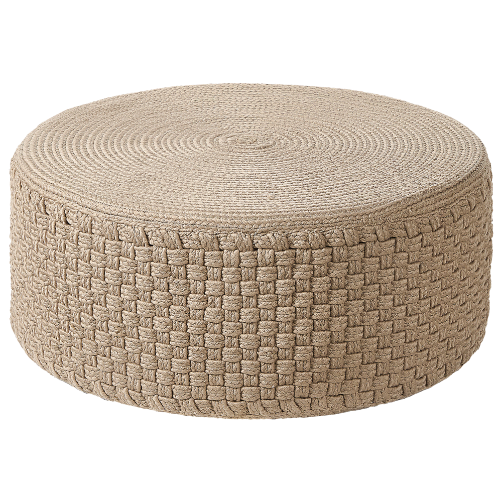 Pouf da giardino Beige Materiale sintetico ⌀ 70 cm Pouf da esterno intrecciato a mano Stile Boho
