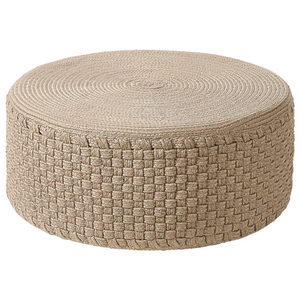 Pouf da giardino Beige Materiale sintetico ⌀ 70 cm Pouf da esterno intrecciato a mano Stile Boho