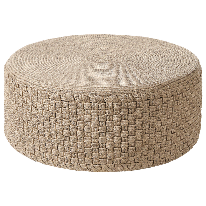 Pouf da giardino Beige Materiale sintetico ⌀ 70 cm Pouf da esterno intrecciato a mano Stile Boho