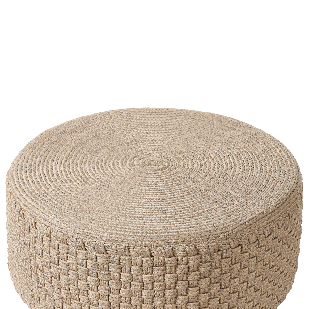 Pouf da giardino Beige Materiale sintetico ⌀ 70 cm Pouf da esterno intrecciato a mano Stile Boho