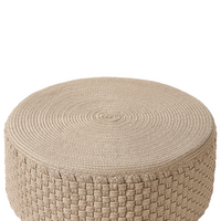 Pouf da giardino Beige Materiale sintetico ⌀ 70 cm Pouf da esterno intrecciato a mano Stile Boho