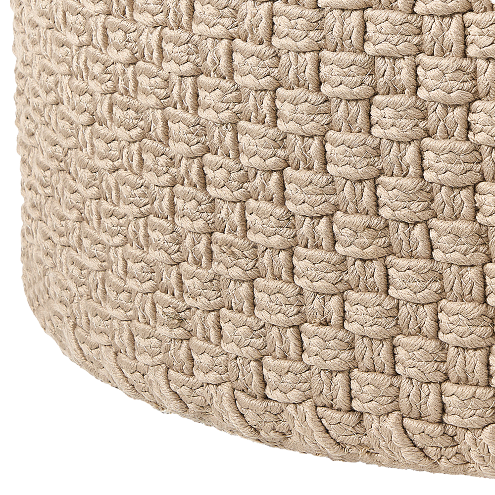 Pouf da giardino Beige Materiale sintetico ⌀ 70 cm Pouf da esterno intrecciato a mano Stile Boho