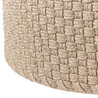 Pouf da giardino Beige Materiale sintetico ⌀ 70 cm Pouf da esterno intrecciato a mano Stile Boho