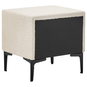 Comodino Boucle bianco sporco gambe in metallo nero con 2 cassetti portaoggetti Comodino