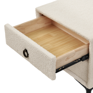 Comodino Boucle bianco sporco gambe in metallo nero con 2 cassetti portaoggetti Comodino