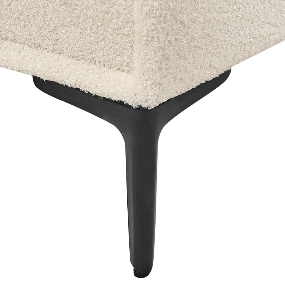 Comodino Boucle bianco sporco gambe in metallo nero con 2 cassetti portaoggetti Comodino