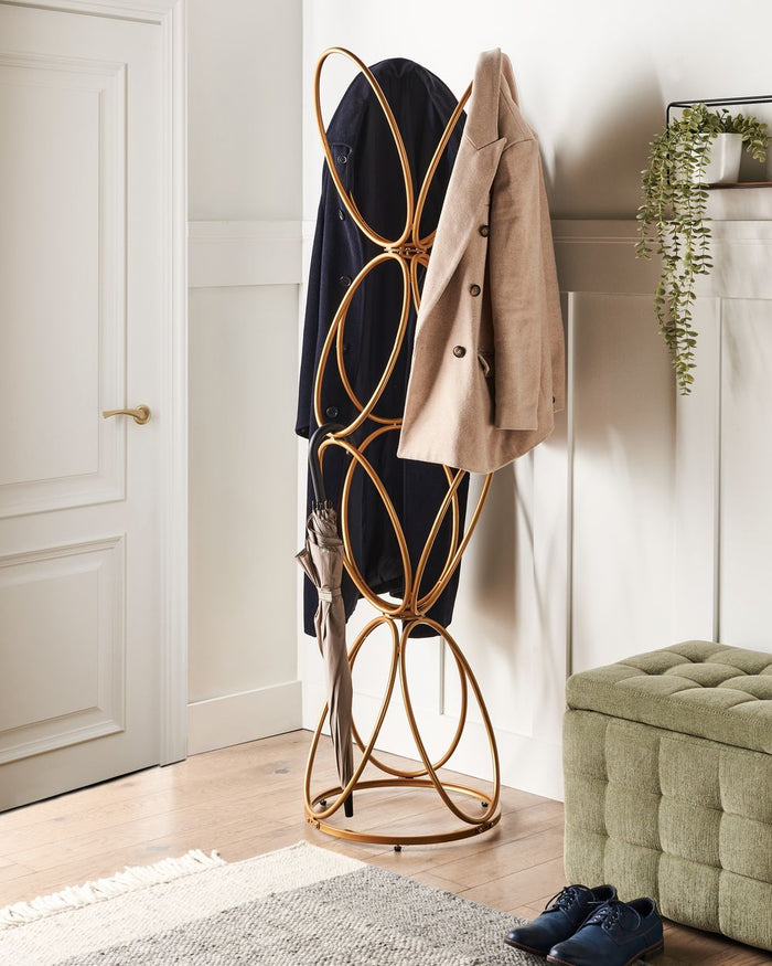 Appendiabiti in metallo nero da 160 cm, appendiabiti autoportante, industriale e moderno, pezzo d'arredamento per corridoio.