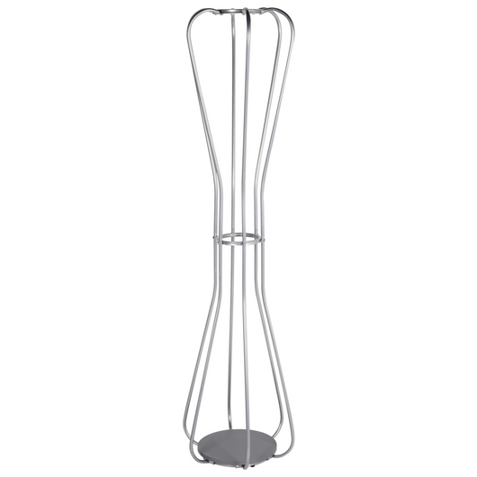 Appendiabiti in metallo argentato da 165 cm, appendiabiti autoportante, industriale e moderno, pezzo d'arredamento per corridoio.