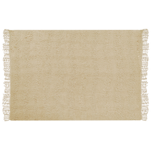 Coperta di cotone intrecciata con nappe 150 x 200 cm beige morbida classica
