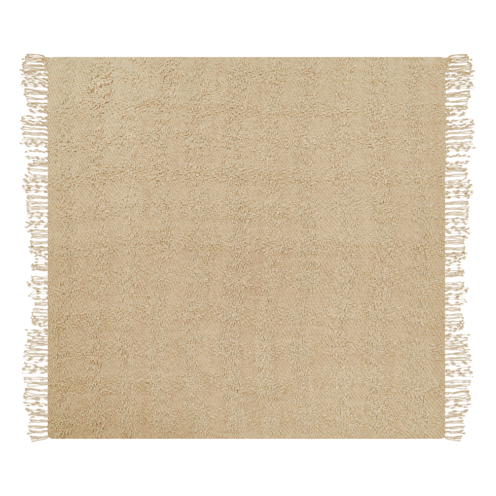 Coperta di cotone intrecciata con nappe 190 x 230 cm beige morbida classica