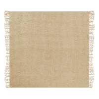 Coperta di cotone intrecciata con nappe 190 x 230 cm beige morbida classica