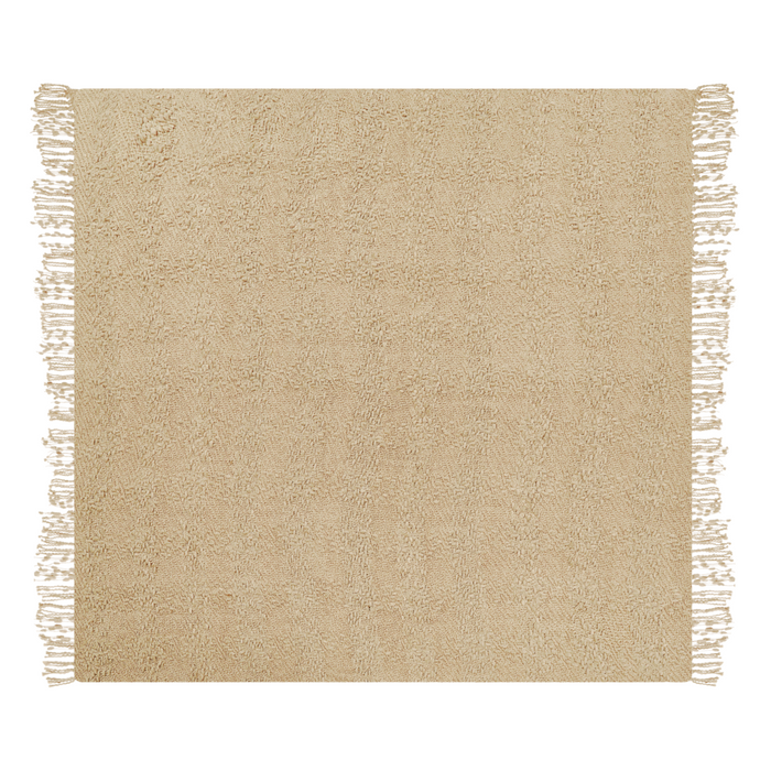 Coperta di cotone intrecciata con nappe 190 x 230 cm beige morbida classica