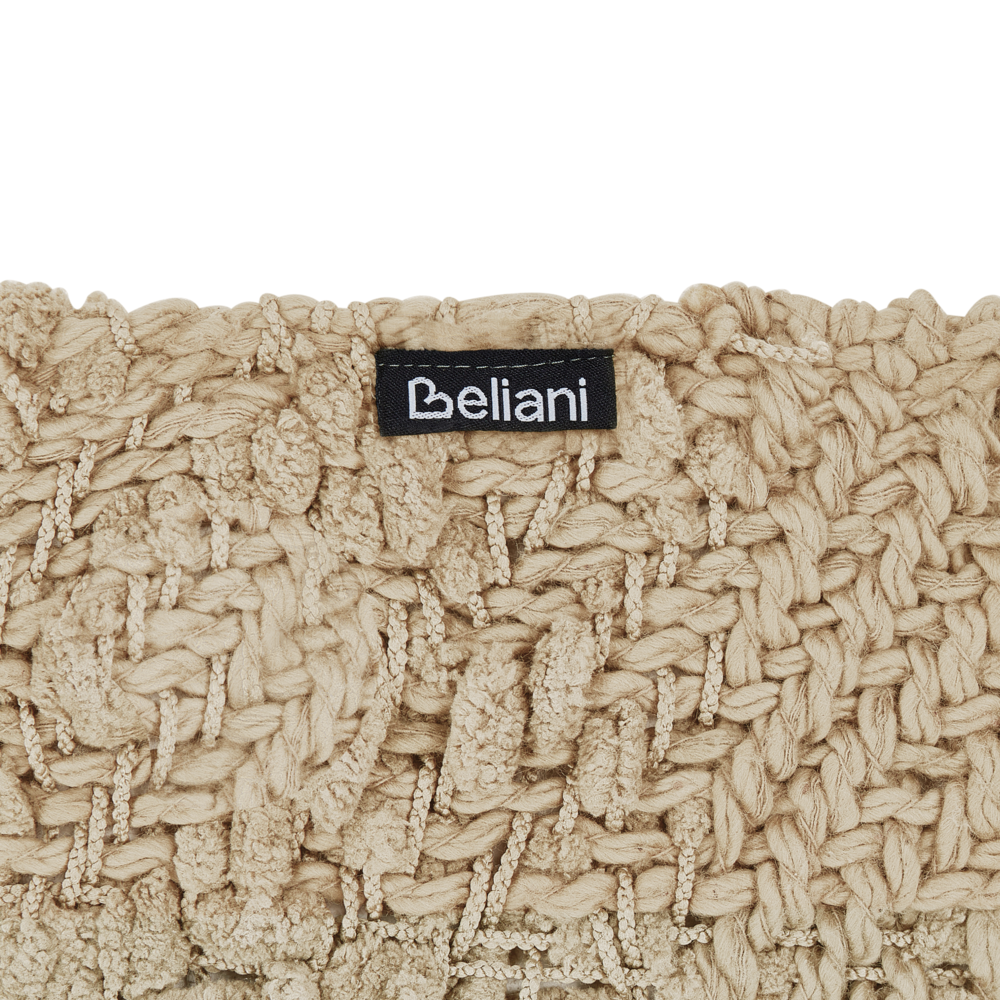 Coperta di cotone intrecciata con nappe 190 x 230 cm beige morbida classica