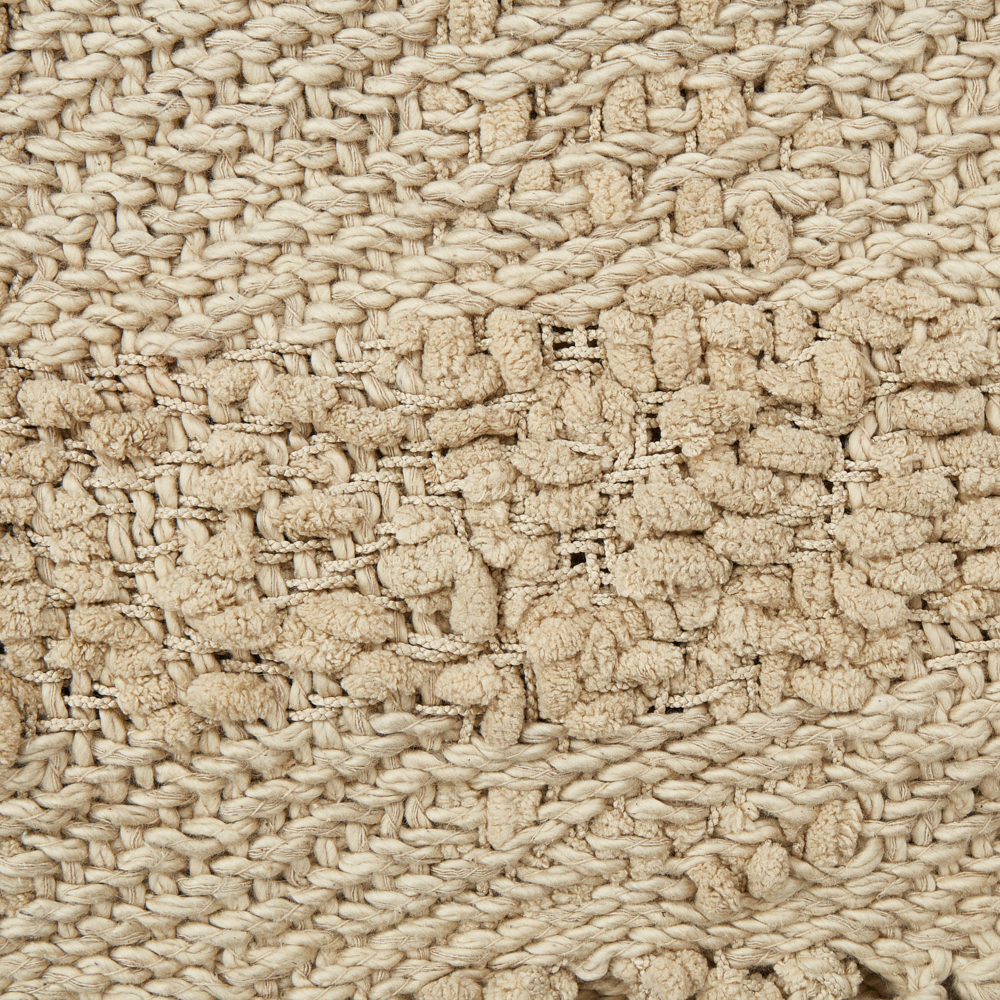 Coperta di cotone intrecciata con nappe 190 x 230 cm beige morbida classica