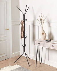 Appendiabiti in metallo nero da 175 cm, appendiabiti autoportante, industriale e moderno, pezzo d'arredo per corridoio.