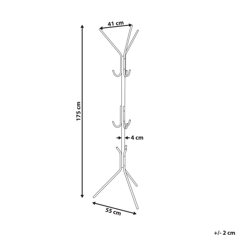Appendiabiti in metallo nero da 175 cm, appendiabiti autoportante, industriale e moderno, pezzo d'arredo per corridoio.