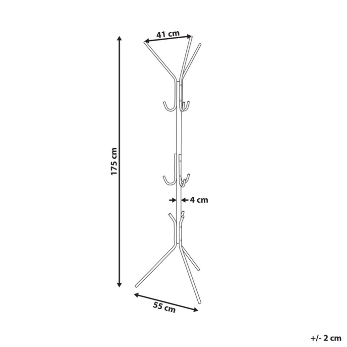 Appendiabiti in metallo nero da 175 cm, appendiabiti autoportante, industriale e moderno, pezzo d'arredo per corridoio.