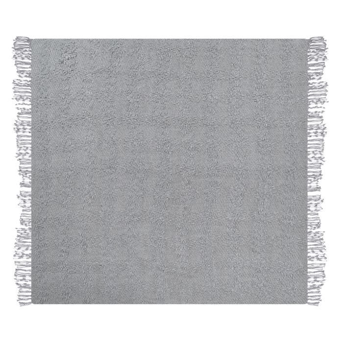 Coperta di cotone intrecciata con nappe 220 x 240 cm grigio morbida classica