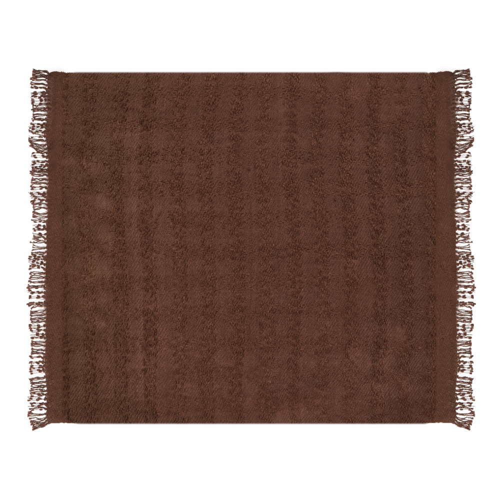 Coperta di cotone intrecciata con nappe marrone 200 x 220 cm morbida classica