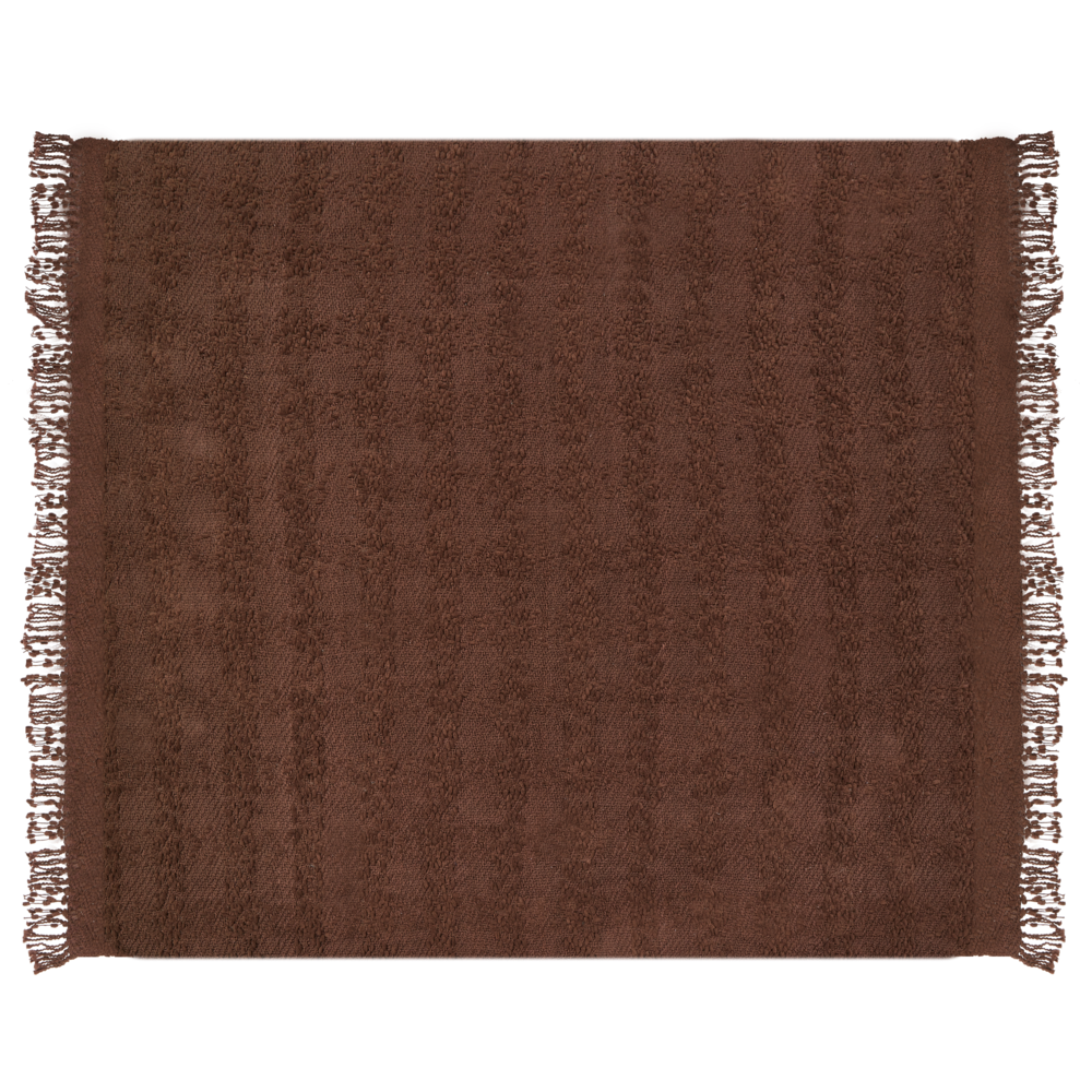 Coperta di cotone intrecciata con nappe marrone 220 x 240 cm verde morbida classica