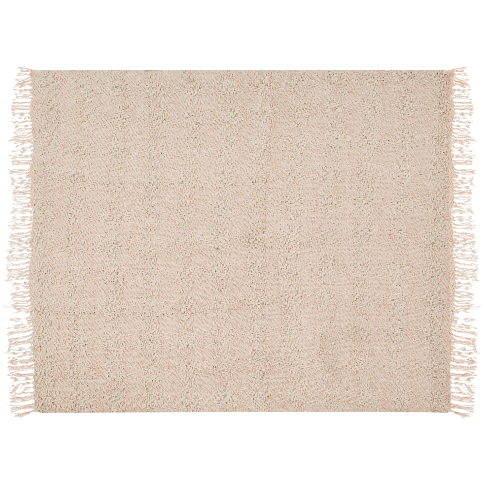 Coperta di cotone intrecciata con nappe  beige chiaro 200 x 220 cm morbida classica