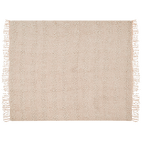 Coperta di cotone intrecciata con nappe  beige chiaro 200 x 220 cm morbida classica