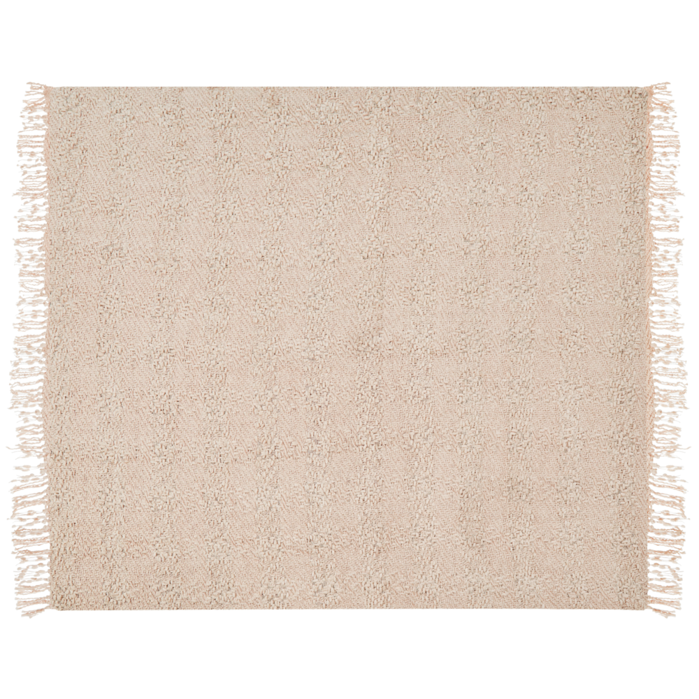 Coperta di cotone intrecciata con nappe  beige chiaro 220 x 240 cm morbida classica