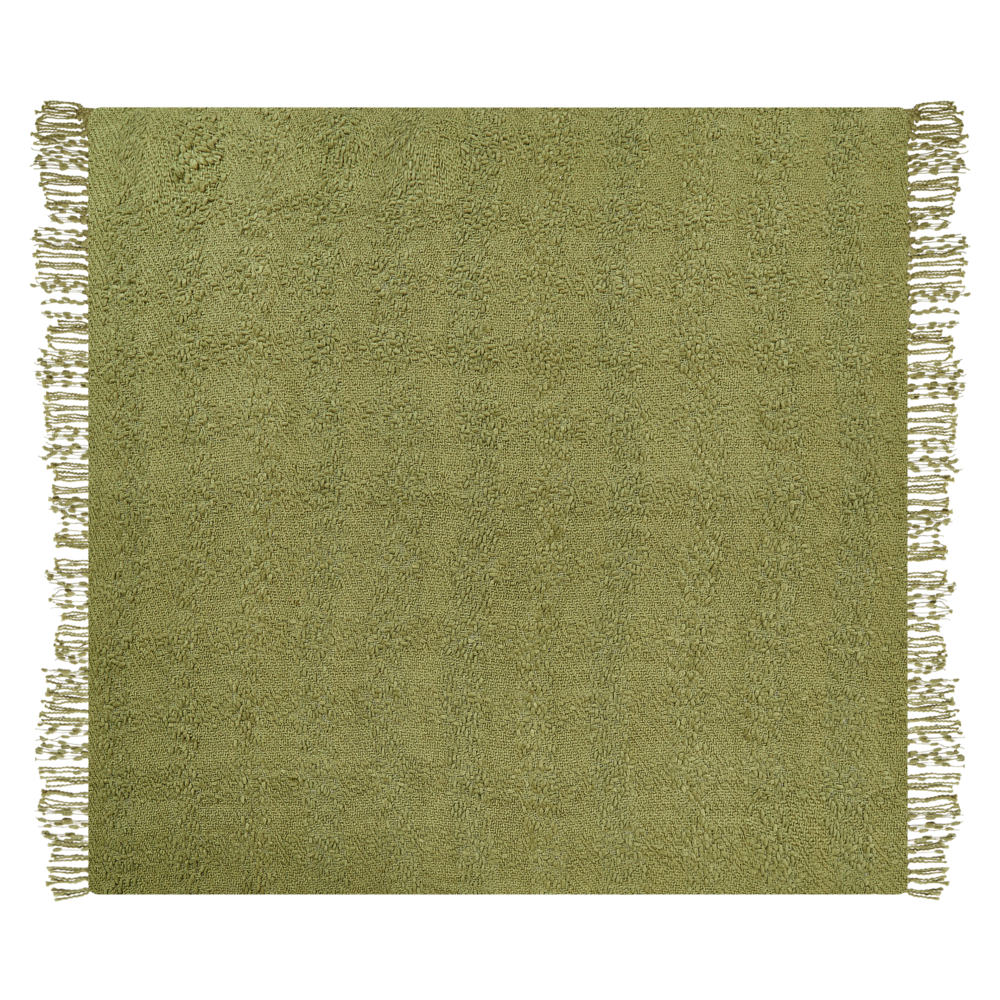 Coperta di cotone intrecciata con nappe verde 200 x 220 cm verde morbida classica