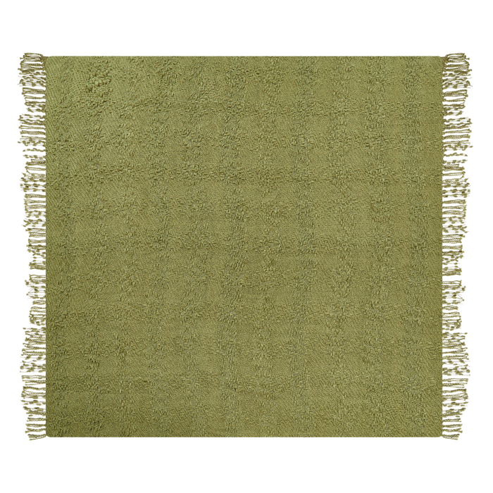 Coperta di cotone intrecciata con nappe verde 220 x 240 cm verde morbida classica
