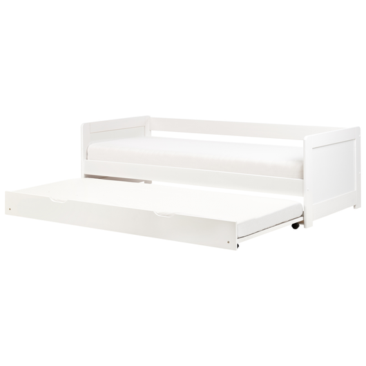 Letto a castello per bambini in legno di pino bianco struttura di dimensioni singole EU con telaio estraibile extra.