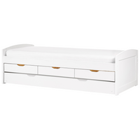 Letto estraibile per bambini in legno di pino bianco UE a misura singola Telaio Extra Silde Out con cassetti di stoccaggio