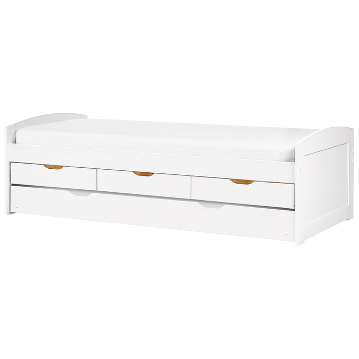 Letto estraibile per bambini in legno di pino bianco UE a misura singola Telaio Extra Silde Out con cassetti di stoccaggio