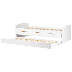 Letto estraibile per bambini in legno di pino bianco UE a misura singola Telaio Extra Silde Out con cassetti di stoccaggio