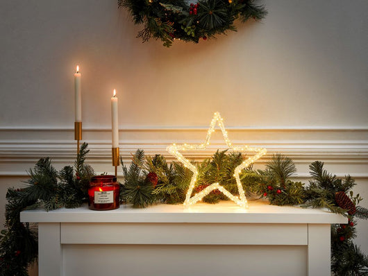 Decorazione natalizia a LED stella per interni ed esterni luci LED illuminazione in metallo bianco Simo accessorio di Natale