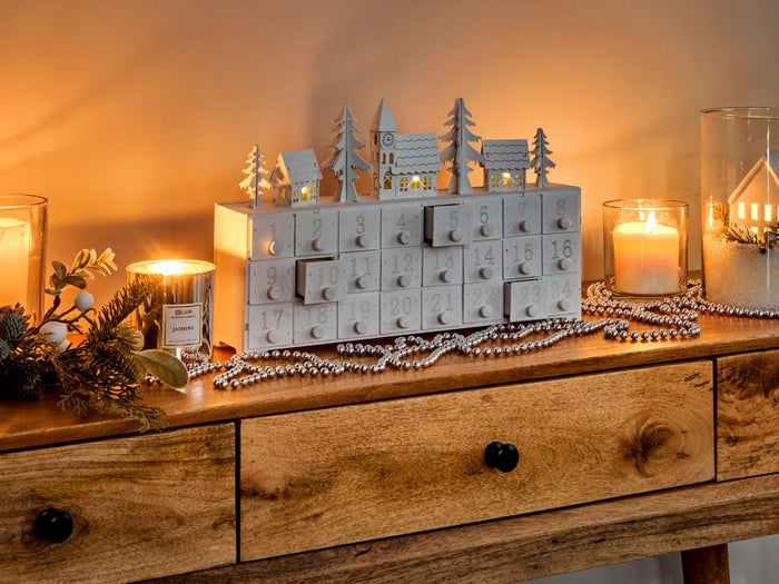 Decorazione natalizia acrilico calendario dell'avvento bianco stile moderno