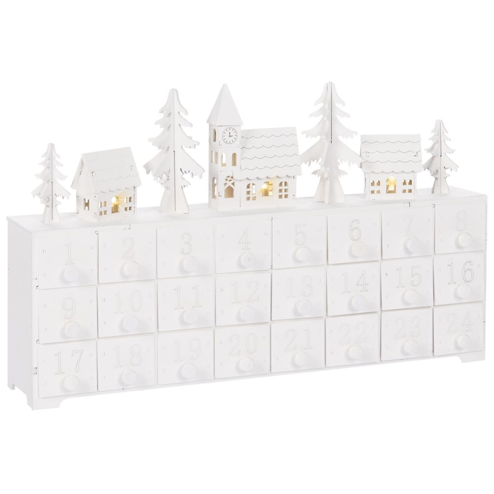 Decorazione natalizia acrilico calendario dell'avvento bianco stile moderno