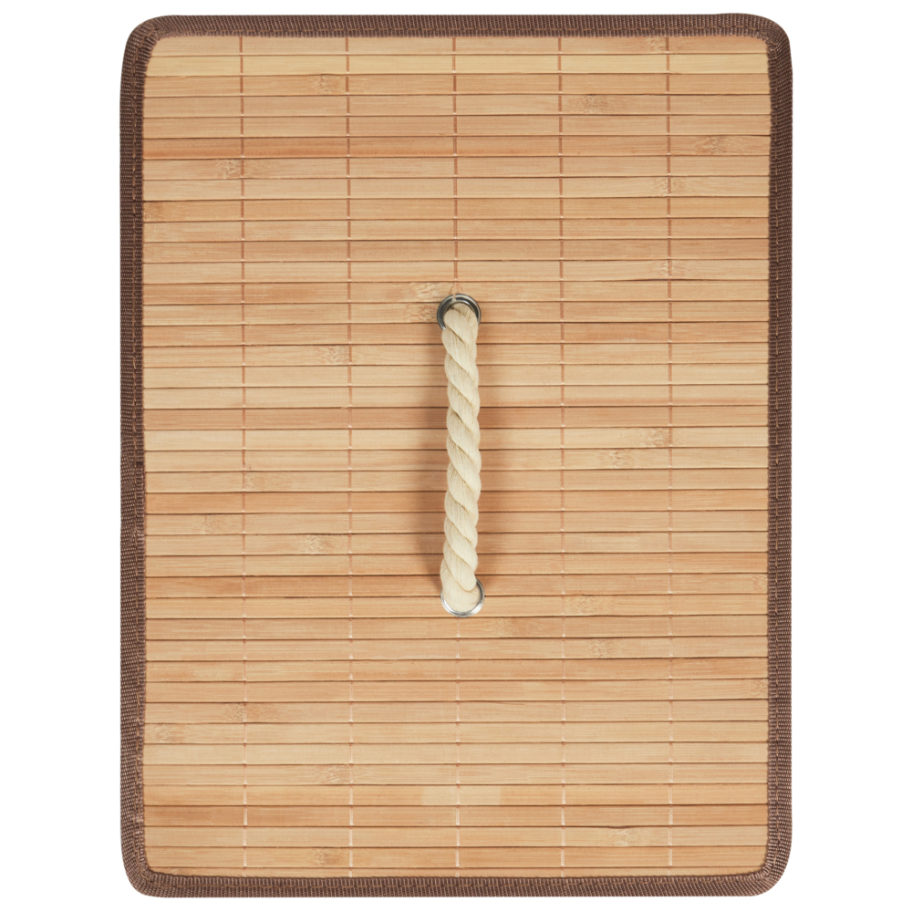 Cesto portabiancheria in metallo con coperchio rimovibile in bambù nero e legno chiaro stile moderno