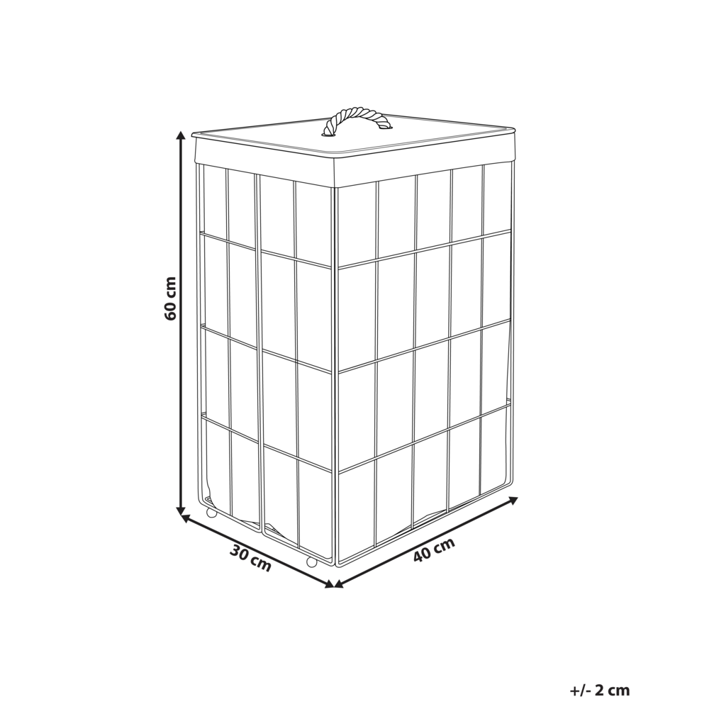 Cesto portabiancheria in metallo con coperchio rimovibile in bambù nero e legno chiaro stile moderno