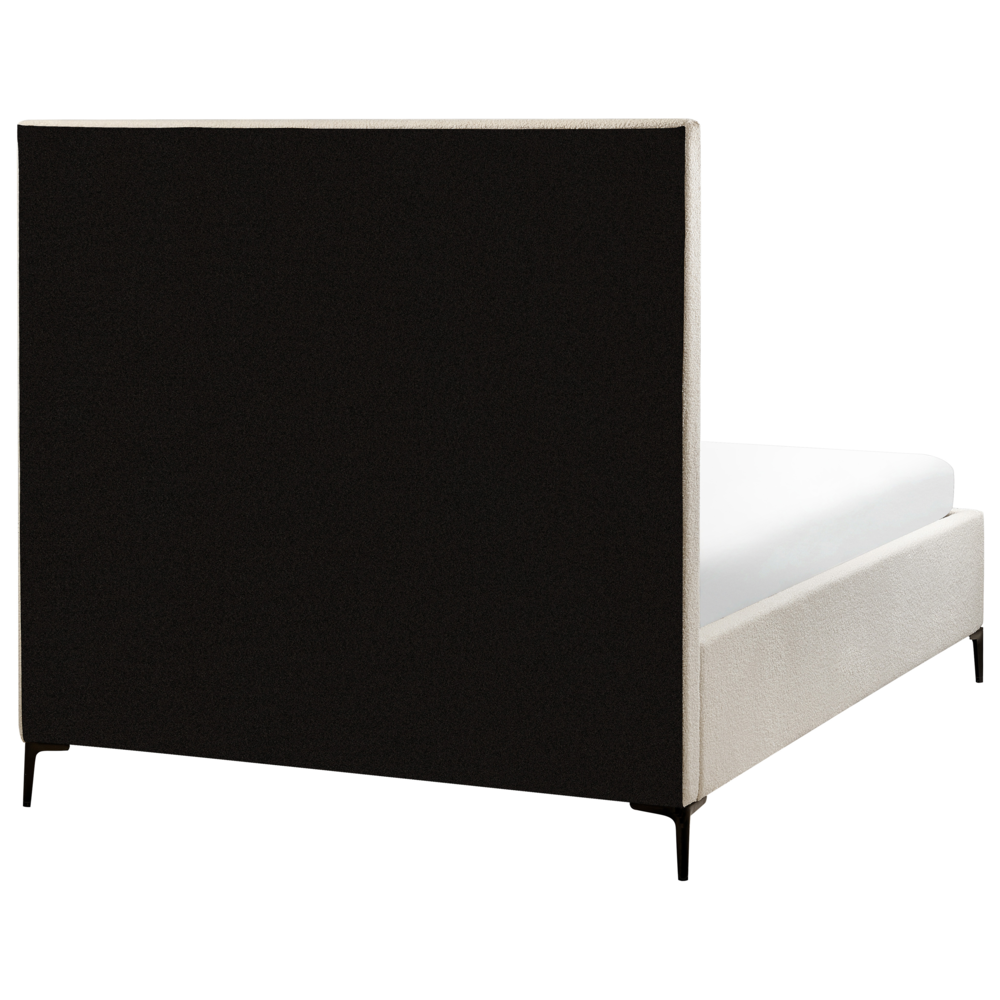 Set camera da letto con 2 Comodini in tessuto bouclè bianco sporco 140 x 200 cm stile moderno