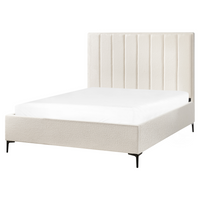 Set camera da letto con 2 Comodini in tessuto bouclè bianco sporco 160 x 200 cm stile moderno