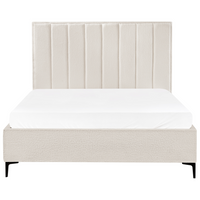 Set camera da letto con 2 Comodini in tessuto bouclè bianco sporco 160 x 200 cm stile moderno