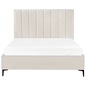 Set camera da letto con 2 Comodini in tessuto bouclè bianco sporco 160 x 200 cm stile moderno