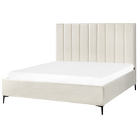 Set camera da letto con 2 Comodini in tessuto bouclè bianco sporco 180 x 200 cm stile moderno