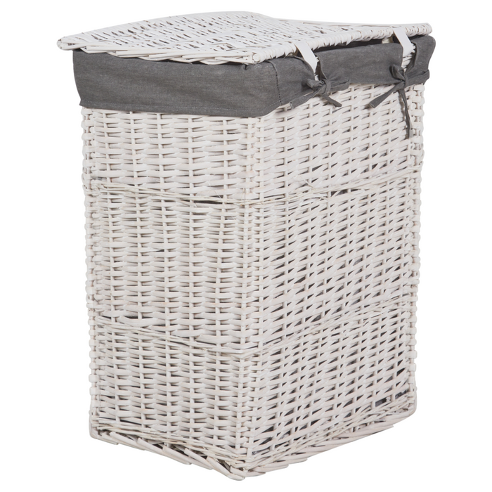 Cestino portaoggetti in bambù grigio con coperchio Cestino per biancheria Accessori pratici lavanderia bucato