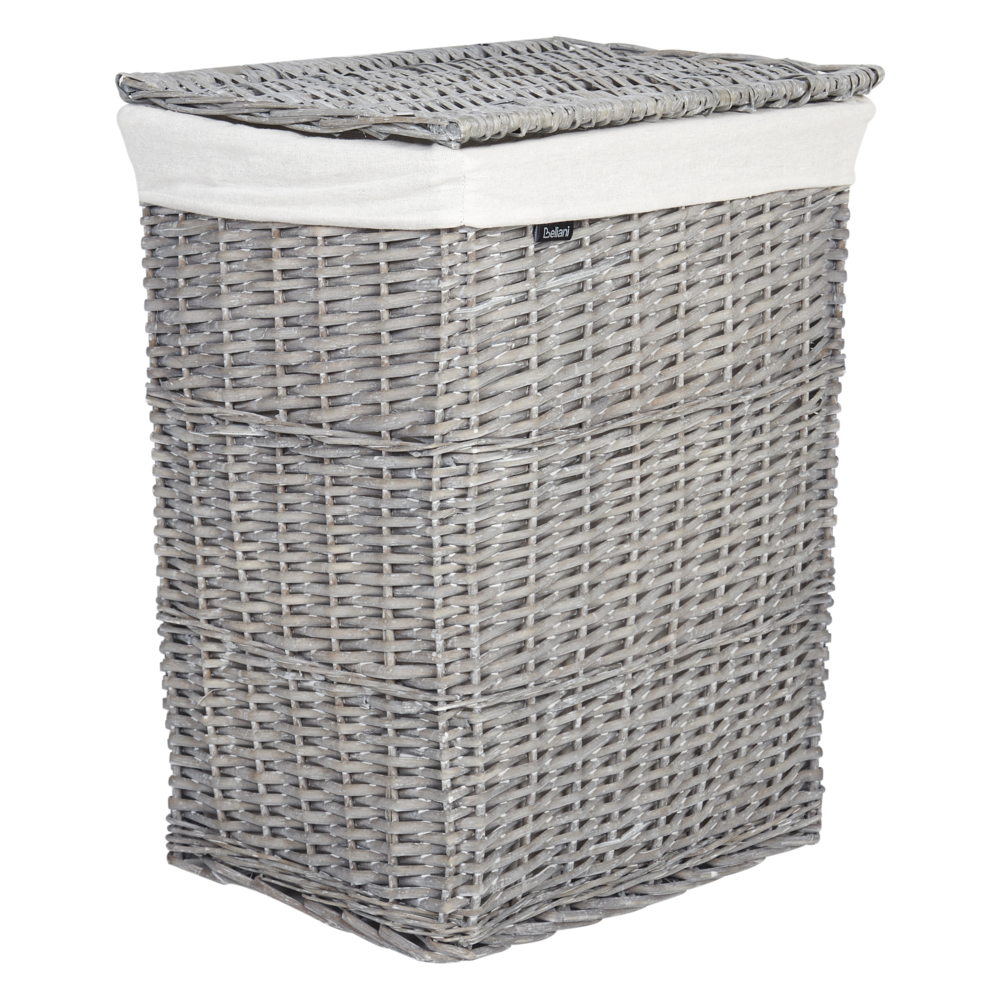 Cestino portaoggetti in bambù bianco con coperchio Cestino per biancheria Accessori pratici lavanderia bucato