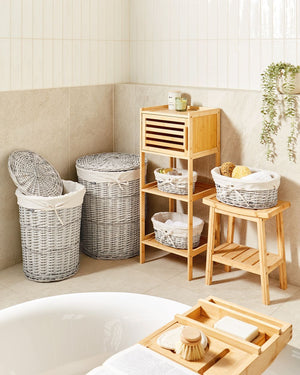 Set di 5 cesti per la biancheria in legno di salice moderno bianco stile moderno