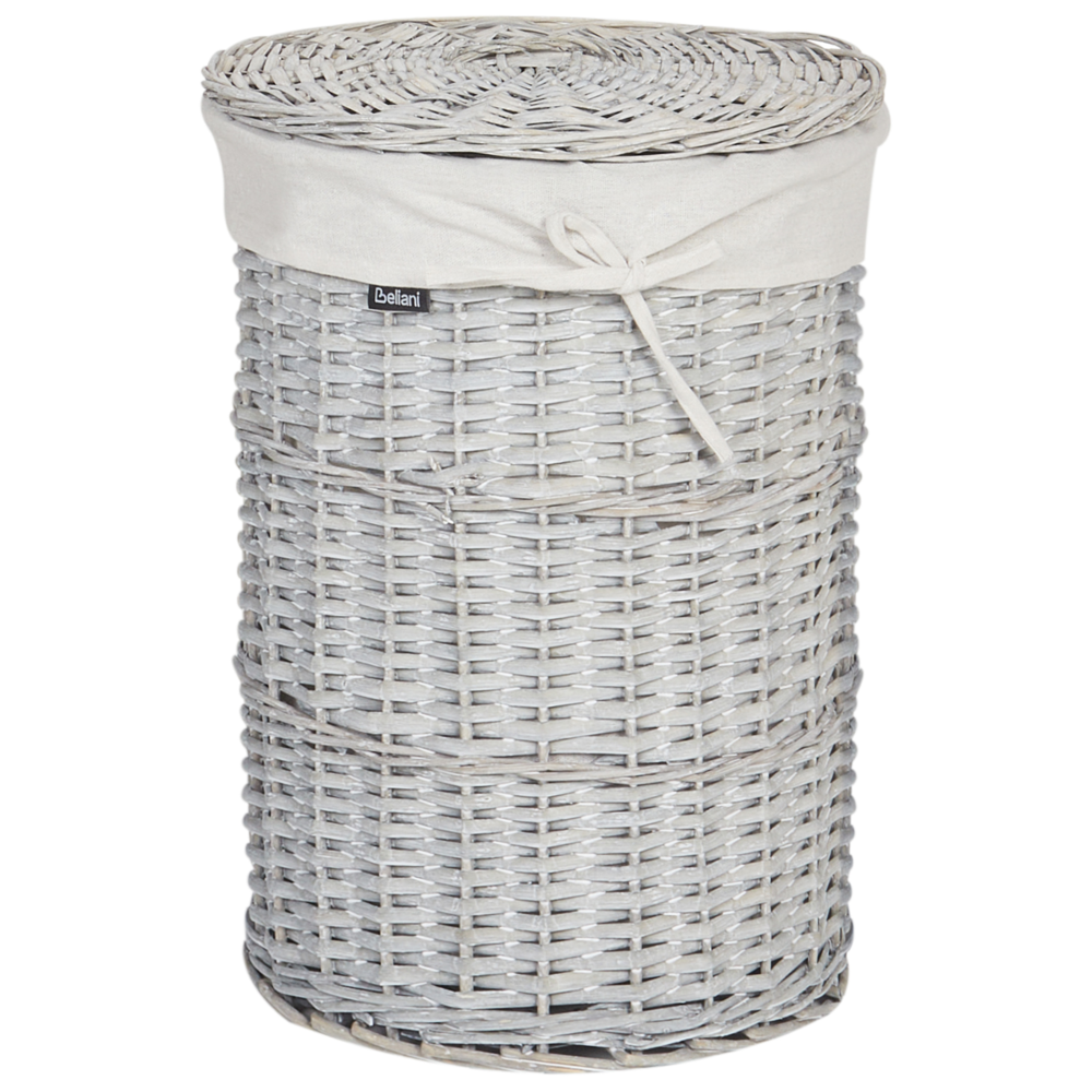 Set di 5 cesti per la biancheria in legno di salice moderno bianco stile moderno