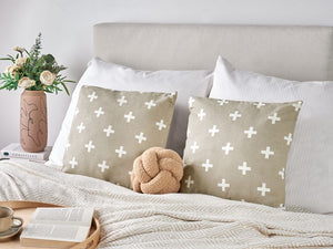 Set di 2 cuscini decorativi in cotone tortora 35 x 50 cm stile moderno soggiorno